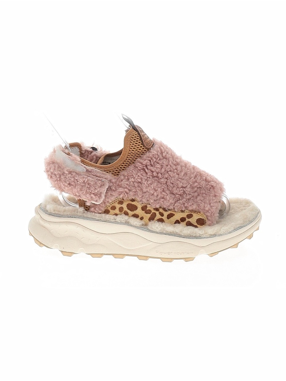 Flower mountain Nazca Women’s Pink Faux-Shearling Platform Sandal with Leopard